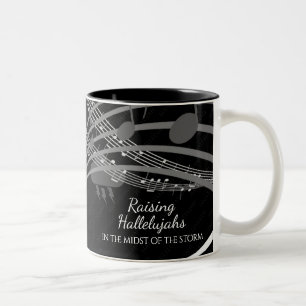 Personalized Black RAISING HALLELUJAHS Christian Two-Tone Coffee Mug