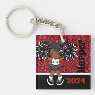 Personalized Black & Red Cheerleading Keychain