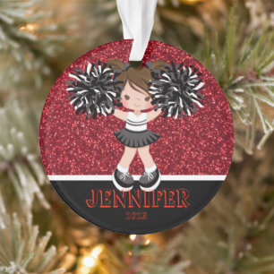 Personalized Black & Red Cheerleading Ornament