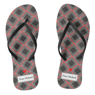 Personalized Black & Red Flip Flops