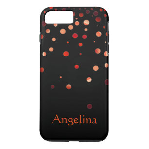 Personalized Black Red Glitter Faux Confetti Case-Mate iPhone Case