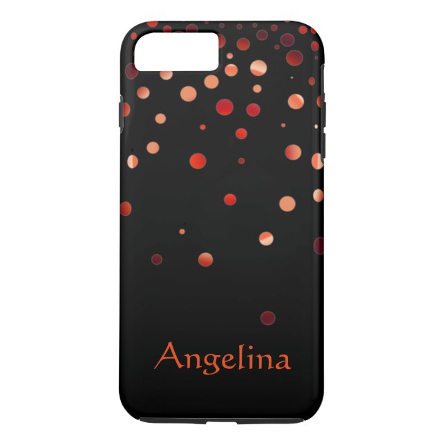 Personalized Black Red Glitter Faux Confetti Case-Mate iPhone Case (Back)