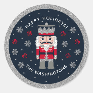 Personalized Black Red Glitter Nutcracker Sticker
