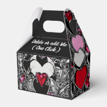 Personalized Black & Red Heart Illus Favour Box