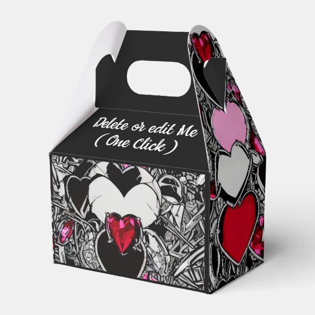 Personalized Black & Red Heart Illus Favour Box (Front Side)