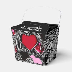 Personalized Black & Red Heart Illus Favour Box