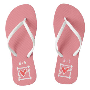 Personalized Black & Red Love Heart Flip Flops 