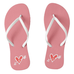 Personalized Black & Red Love Heart Flip Flops 