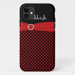 Personalized Black, Red Polka Dot iPhone 5 Case