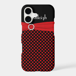 Personalized Black, Red Polka Dot iPhone 7 Case