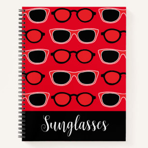 Personalized Black Red Sunglasses Notebook