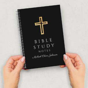 Personalized Black Religious Cross Notebook