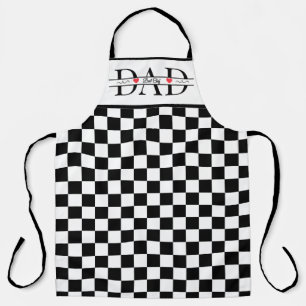 Personalized Black Retro Chequered Dad Best Chef Apron