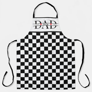Personalized Black Retro Chequered Dad Best Chef Apron