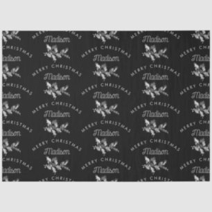 Personalized Black Retro Merry ChristmasMonogram Tissue Paper