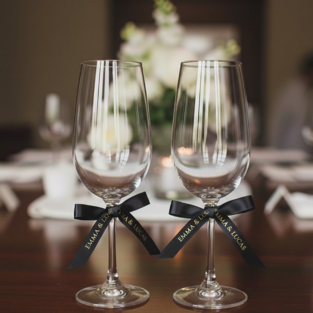 Personalized Black Ribbon with Gold Name Text Satin Ribbon (Creator Uploaded)