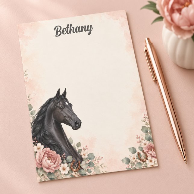 Personalized Black Saddlebred Blush Peony Post-it Notes (Creator Uploaded)