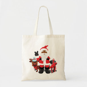 Personalized Black Santa Elf Tote Bag