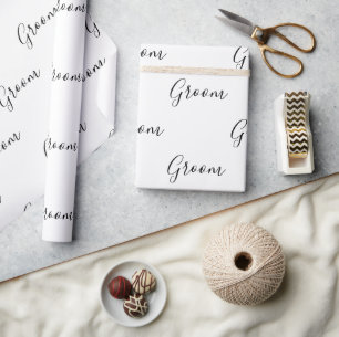 Personalized Black Script Elegant Name Groom Wrapping Paper