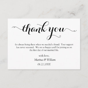 Personalized Black Script Wedding thank you Enclosure Card