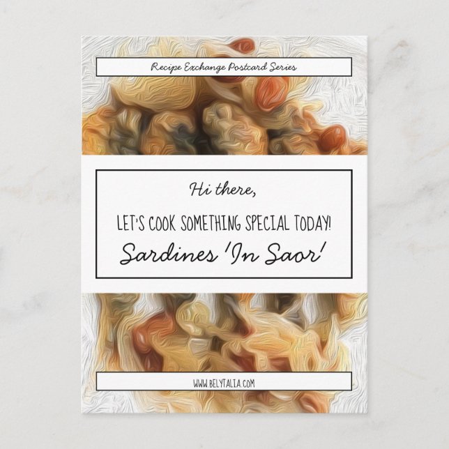 Personalized Black Script White Recipe Swap Postcard (Front)
