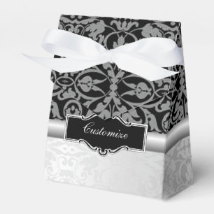 Personalized Black & Silver Damask Favour Box 3