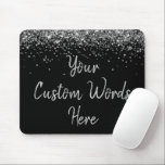 Personalized Black Silver Secretary Birthday Gift Mouse Pad<br><div class="desc">personalized birthday gift gaming gamer, custom anniversary present for her, elegant glitter new job coworker, grad graduation sparkle chic sparkly, twinkle sweet 16 quinceanera 15th, black and silver mousepad mouse pad, boss secretary assistant nurse teacher, Christmas wife mom girlfriend mum, work desk accessories supplies rectangle, computer home office decor name...</div>