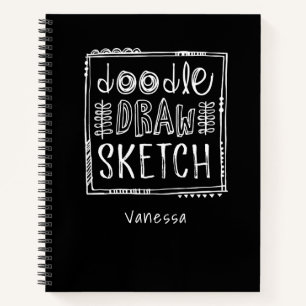 Personalized Black Sketchbook Notebook