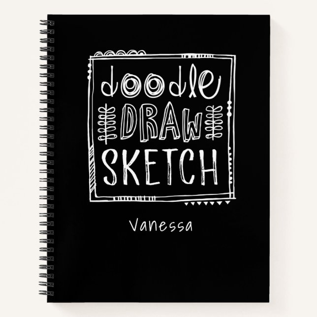 Personalized Black Sketchbook Notebook (Front)