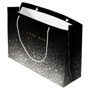 Personalized Black Sparkle Large Gift Bag