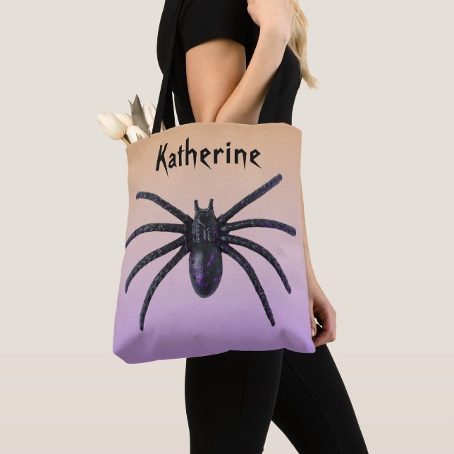 Personalized Black Spider Bag for Halloween (Close Up)