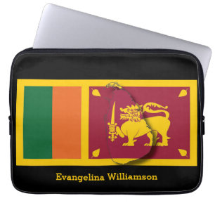 Personalized BLACk Sri Lanka Flag Laptop Sleeve