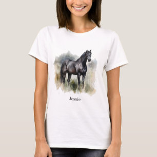 Personalized Black Stallion Equestrian Style T-Shirt