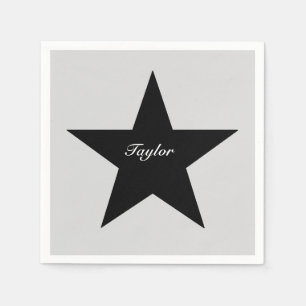 Personalized Black Star Print Paper Napkin
