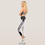 Personalized Black Striped Capri Leggings<br><div class="desc">Add your own text to these black and white easy to personalize capri leggings from Ricaso</div>