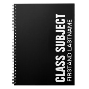 Personalized Black Subject Notebook