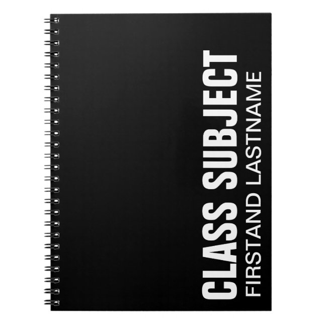 Personalized Black Subject Notebook (Front)