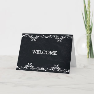 Personalized Black Swirl Boarder Welcome Card