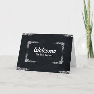 Personalized Black Swirl Border Welcome Card