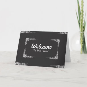 Personalized Black Swirl Border Welcome Card