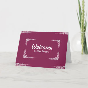 Personalized Black Swirl Border Welcome Card