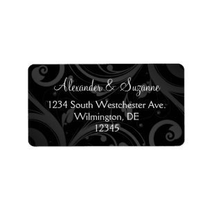 Personalized Black Swirl Wedding or Favour Labels