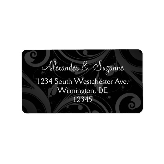 Personalized Black Swirl Wedding or Favour Labels