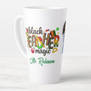 Personalized Black Teacher Magic Photo Collage Latte Mug
