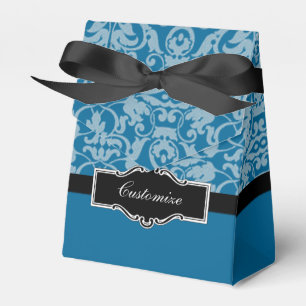 Personalized Black & Teal Damask Favour Box