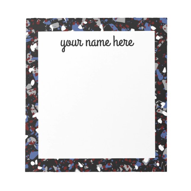 Personalized Black Terrazzo Notepad (Front)