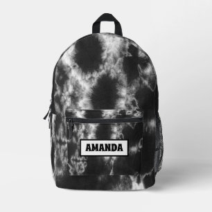 Personalized Black Tie Dye  Printed Backpack