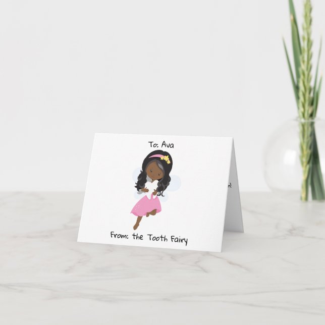 Personalized Black Tooth Fairy  Card (Front)