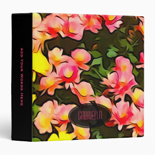 Personalized: Black Trim Fall Flower Print Binder