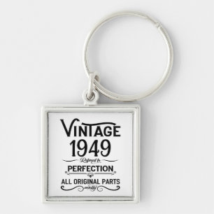 Personalized black vintage 75th birthday party keychain